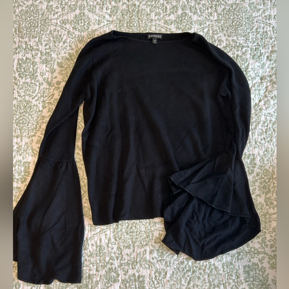 Express Black Bell Sleeve Knit Top/Sweater